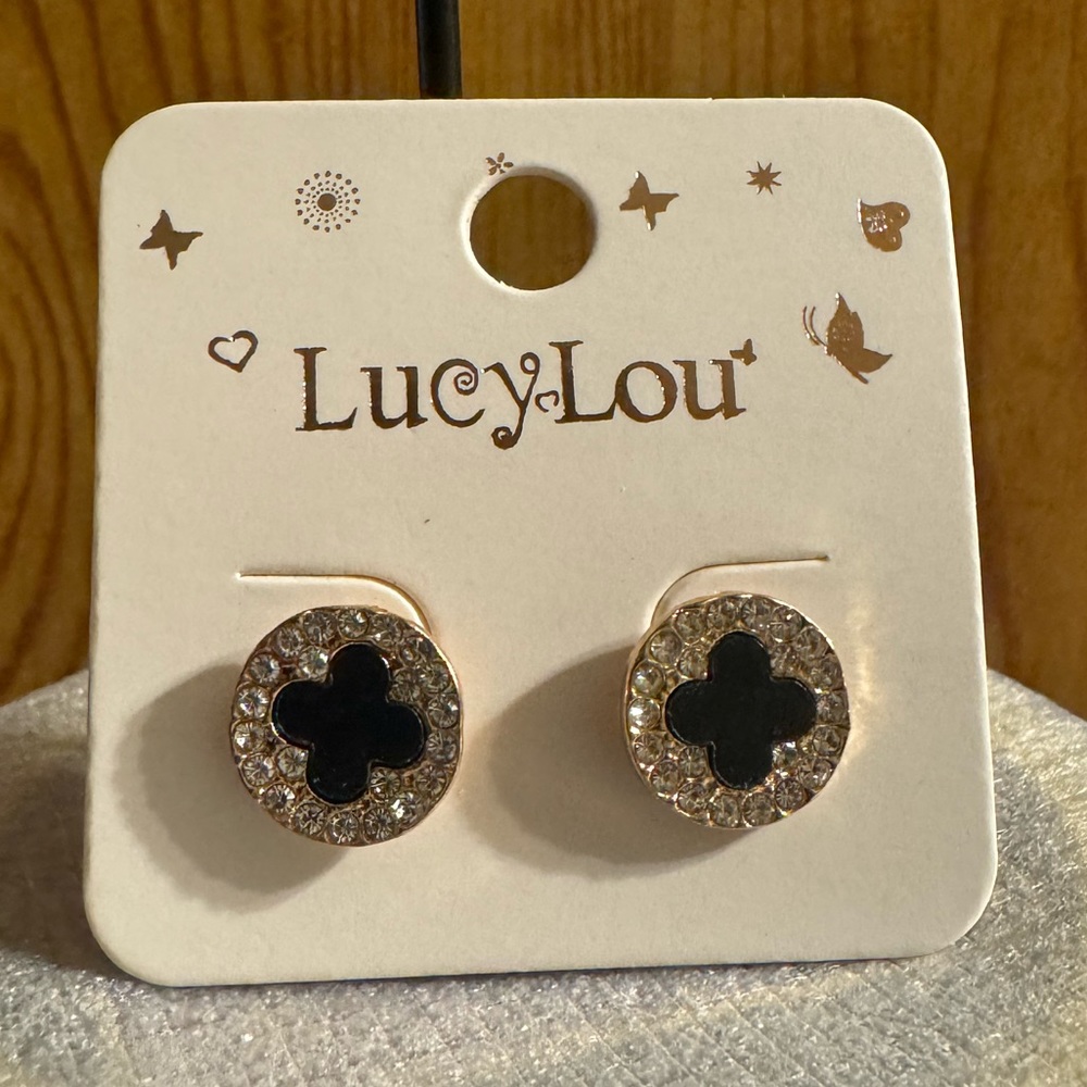 Lucy Lou Gold Tone Clover Stud Earrings